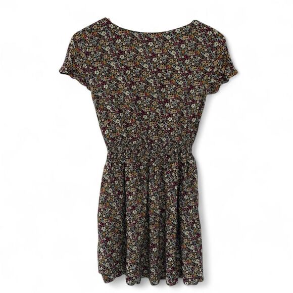 H&M Floral Ditsy Mini Dress XS colorblock colorful romantic boho chic feminine - Picture 2 of 3